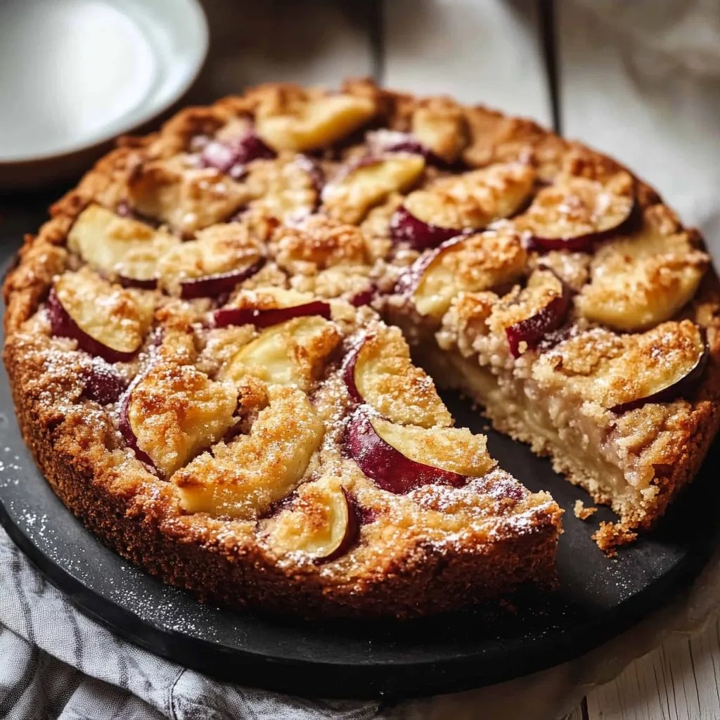 Pflaumenkuchen mit Biskuitteig und Streuseln
